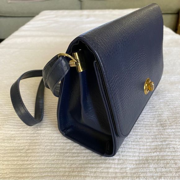 Navy Blue Hard Shell Crossbody Mini Satchel Purse - Picture 3 of 13